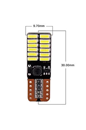 3 Adet T10 Led Ampül 12v Beyaz 24 Ledli Uyumlu