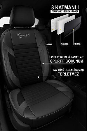 Nissan Rogue (facelift 2017) 2.0 (176 Hp) Hybrid 2018 UYUMLU FORMENTOR SERİSİ TAM SET TAY TÜYÜ OTO KILIF SİYAH