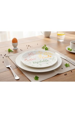 Dengeli Beslenme Diyet Tabağı (27cm) Porsiyon Kontrol Servis Tabak – Sağlıklı Beslenme Sunum Tabağı