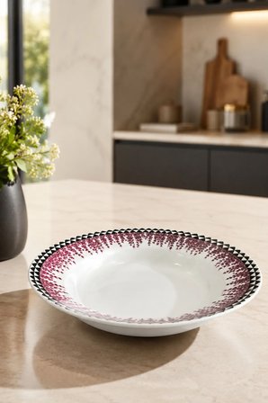 Lavanta Desenli Şık Salata ve Makarna Kasesi (26 CM), Salata Kasesi, Derin Sunum Tabağı