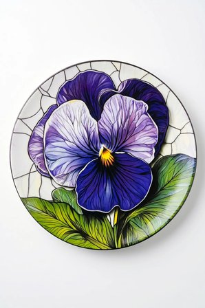 Mor Çiçek Desenli (6 Adet 27 CM) Servis Tabağı, Modern Şık Kahvaltı Sunum Tabağı