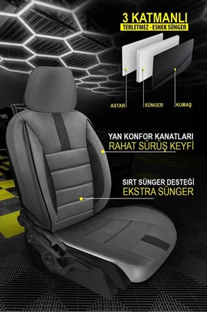 Chevrolet Tahoe (gmt410) 6.5 V8 Td 4wd (180 Hp) 1996 CARBON Serisi UYUMLU TAY TÜYÜ OTO KOLTUK KILIFI GRİ