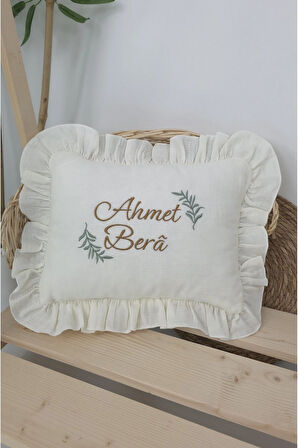 Müslin Yeni Doğan 4Katlı Organik %100Pamuk Kişiye Özgü Nakışlı Hastane Çıkış Seti (Dal Modell-2)