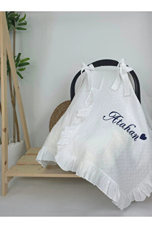 Müslin Yeni Doğan 2Katlı Organik %100Pamuk Kişiye Özgü Nakışlı Hastane Çıkış Seti (Kalpli Model-2)