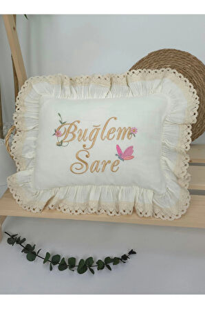 Müslin Yeni Doğan 4Katlı Organik %100Pamuk Kişiye Özgü Nakışlı Hastane Çıkış Seti(Kelebekli Papatya)