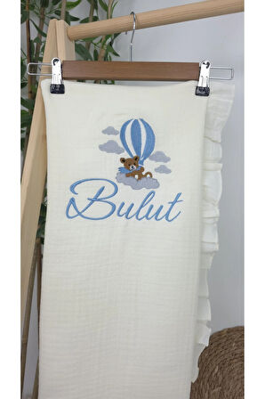Müslin Yeni Doğan 4Katlı Organik %100Pamuk Kişiye Özgü Nakışlı Hastane Çıkış Seti (Ayıcık Model-3)