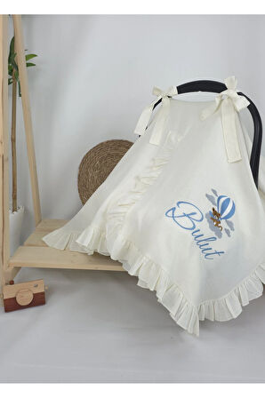 Müslin Yeni Doğan 4Katlı Organik %100Pamuk Kişiye Özgü Nakışlı Hastane Çıkış Seti (Ayıcık Model-3)