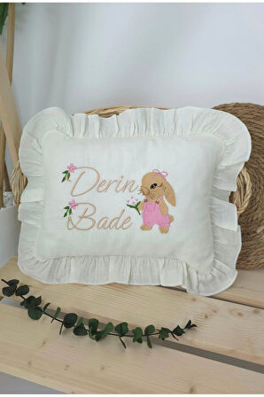 Müslin Yeni Doğan 4Katlı Organik %100Pamuk Kişiye Özgü Nakışlı Hastane Çıkış Seti(Tavşan Model-3)