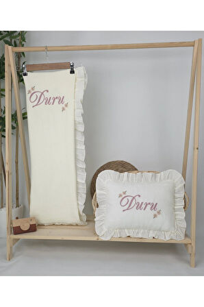 Müslin Yeni Doğan 4Katlı Organik %100Pamuk Kişiye Özgü Nakışlı Hastane Çıkış Seti (Papatya Model-5)