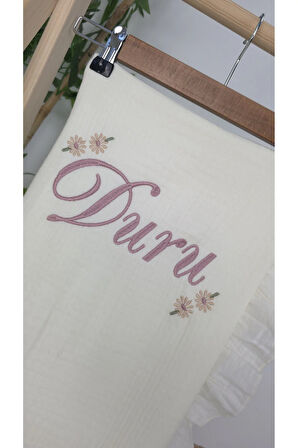 Müslin Yeni Doğan 4Katlı Organik %100Pamuk Kişiye Özgü Nakışlı Hastane Çıkış Seti (Papatya Model-5)