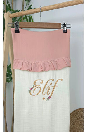 Müslin Yeni Doğan 4Katlı Organik %100Pamuk Kişiye Özgü Nakışlı Hastane Çıkış Seti (Papatya Model-7)