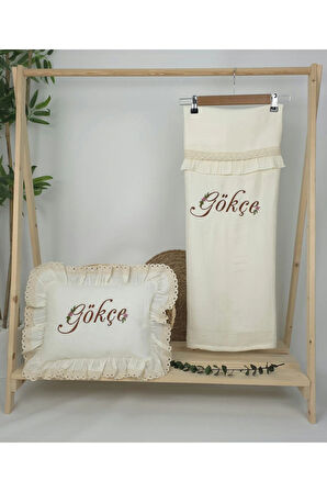 Müslin Yeni Doğan 4Katlı Organik %100Pamuk Kişiye Özgü Nakışlı Hastane Çıkış Seti (Papatya Model-8)