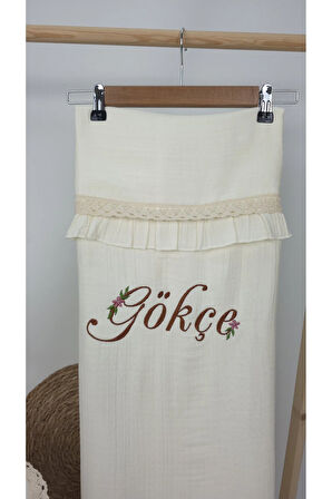 Müslin Yeni Doğan 4Katlı Organik %100Pamuk Kişiye Özgü Nakışlı Hastane Çıkış Seti (Papatya Model-8)