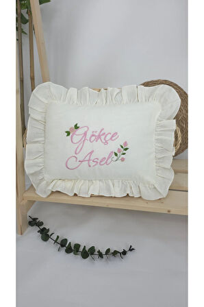 Müslin Yeni Doğan 4Katlı Organik %100Pamuk Kişiye Özgü Nakışlı Hastane Çıkış Seti (Güllü Model-2)