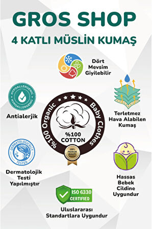 Müslin Yeni Doğan 4Katlı Organik %100Pamuk Kişiye Özgü Nakışlı Hastane Çıkış Seti (Güneş Model-2)