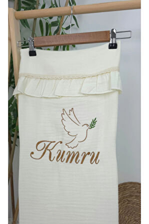 Müslin Yeni Doğan 4Katlı Organik %100Pamuk Kişiye Özgü Nakışlı Hastane Çıkış Seti (Kuş Model-2)