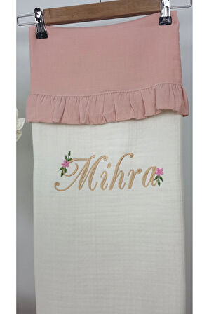 Müslin Yeni Doğan 4Katlı Organik %100Pamuk Kişiye Özgü Nakışlı Hastane Çıkış Seti (Papatya Model-11)