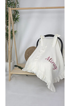 Müslin Yeni Doğan 4Katlı Organik %100Pamuk Kişiye Özgü Nakışlı Hastane Çıkış Seti (Papatya Model-12)