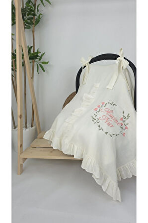 Müslin Yeni Doğan 4Katlı Organik %100Pamuk Kişiye Özgü Nakışlı Hastane Çıkış Seti (Çiçek Model-2)