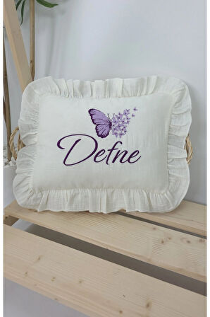 Müslin Yeni Doğan 4Katlı Organik %100Pamuk Kişiye Özgü Nakışlı Hastane Çıkış Seti-Çoklu Kelebek