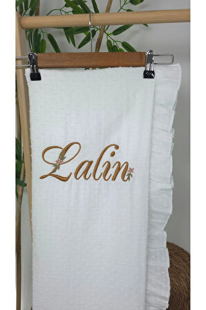 Müslin Yeni Doğan 4Katlı Organik %100Pamuk Kişiye Özgü Nakışlı Hastane Çıkış Seti-Papatya Model1