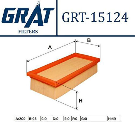 Grat 15124 Hava Filtresi Volkswagen Golf I-Golf II-Golf Cabrio 055129620A0