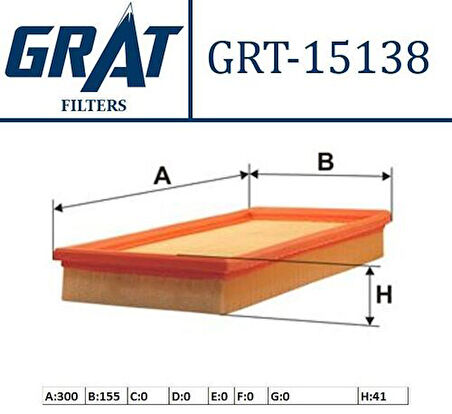 Grat 15138 Hava Filtresi Vw Golf V 1.4Fsı 03-Polo 1.4Fsı 02-06-Touran 1.6Fsı 03-07 115Hp