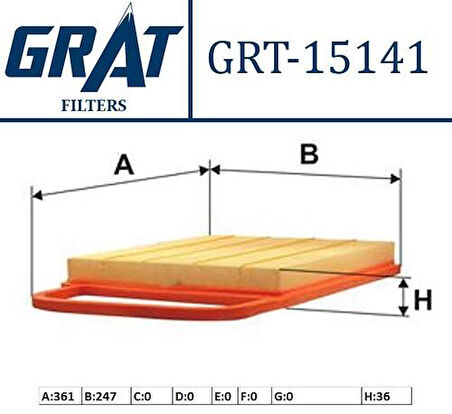 Grat 15141 Hava Filtresi Volkswagen Polo 1.2 02-07-Fabia 1.2 01-06 03D129620