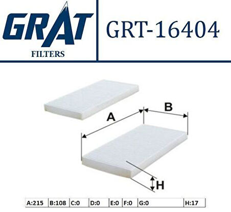 Grat 16404 Kabin Filtresi Çiftli Spotage 2.0 04-Sorento 2.5 CRDI 02-Hyunda Tucson 2.0 04-10-2.0 CRDI 09-9 971332E910