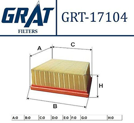 Grat 17104 Hava Filtresi Fiesta 08-B.Max 12-Courier 14 Mazda 2 1.6 Mz-Cd 10 8V219601A1A