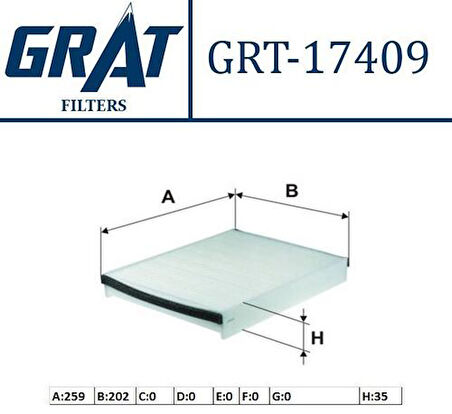 Grat 17409 Kabin Filtre Focus C-Max 11-Connect 13-Kuga 12 AV6N18D543AA