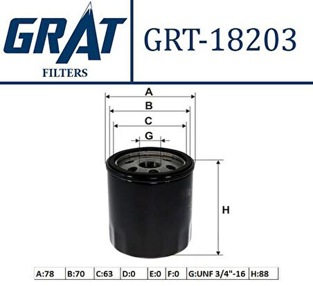 Grat 18203 Yağ Filtresi Corolla 04-10 1.4 D4D-Aurıs 07-10 1.4D-Yarıs 01-11 1.4D-Hılux 06-14 2.4D-Hılux 15> 2.4D-Hıace 06-2.5D-Favorıt-Felıcıa Dızel
