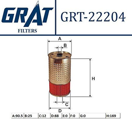 Grat 22204 Yağ Filtresi Om601-602-603 C200-E200-190D