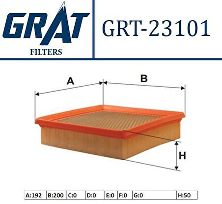 Grat 23101 Hava Filtresi Honda Cıvıc 1.6 96>00 Crv 2.0 97-01 Hrv 1.6 99-05