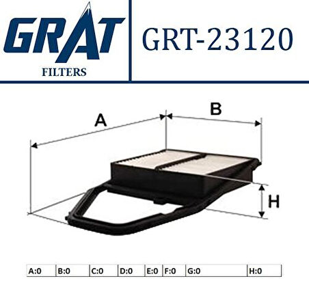 Grat 23120 Hava Filtresi Honda Civic 1.4 1.6 2001-2006 Sedan 17220PLC000