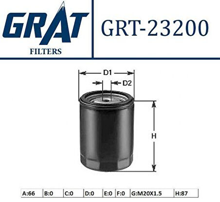 Grat 23200 Yağ Filtresi Honda Cıvıc 2001> Crv 2001> Hrv 03> Jazz 2003> Cıty 2003> Accord 2003> Cıvıc 2015> Crv 2017> I10 1.0 1.1 I20 1.2 12> Mıtsubıshı Asx Colt Lancer 03> Carısma 1.6 96>