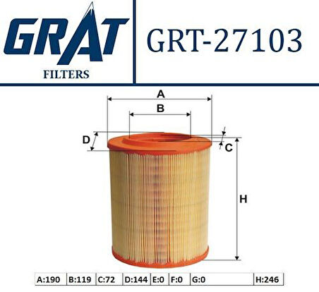 Grat 27103 Hava Filtresi Alfa Romeo 159 2005 55183562
