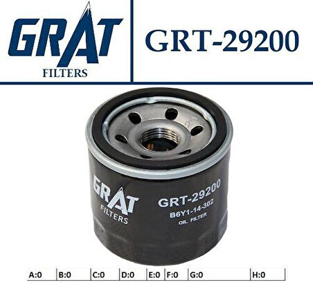 Grat 29200 Yağ Filtresi Mazda 323 90>02-626 88-02-Cx3-Cx5-3 04> Prıde 90>-Rıo 00>-Sephıa 95>-Shuma-Nıssan Juke 10-Mıcra 12-1.2-Note 13-1.2-Xtraıl 02-14-Maxıma-Qashqaı 07-Qashqaı 14-Benzin-Prımera 03>