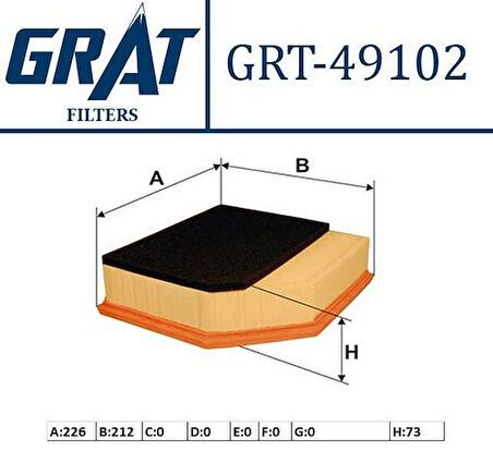 Grat 49102 Hava Filtresi Volvo S60 2.4D-V70 II Kombi 2.4Ds 30636833