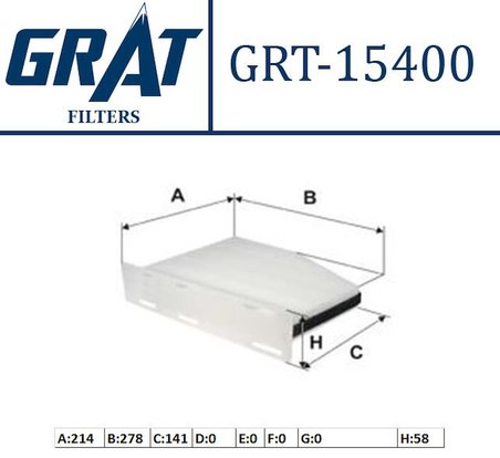 Polen Filtresi Karbonlu Grat GRT15400/C Golf Jetta Passat OEM 1K1819653B