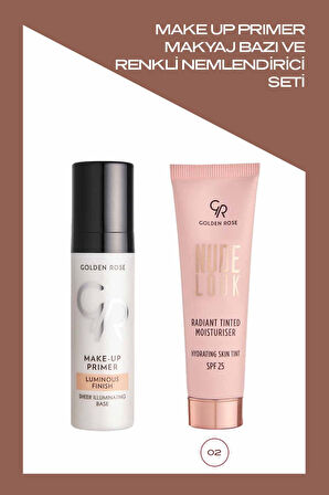 Make Up Primer Makyaj Bazı ve No: 02 Medium Tint Renkli Nemlendirici Seti