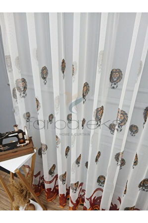 Gs Ultraslan Cimbom Taraftar Sarı Kırmızı 3Kat Pileli Tül Perde