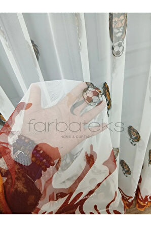 Gs Ultraslan Cimbom Taraftar Sarı Kırmızı 3Kat Pileli Tül Perde