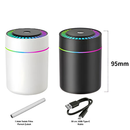 180ML RGB Işıklı Süper Sessiz Type-C Mini Hava Nemlendirici & Aroma Difüzör