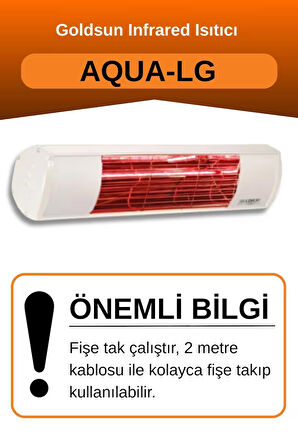 Goldsun Aqua 2000 Watt GSA20LG Düşük Işıklı Kumandasız Suya Dayanıklı Elektrikli İnfrared Isıtıcı-Beyaz