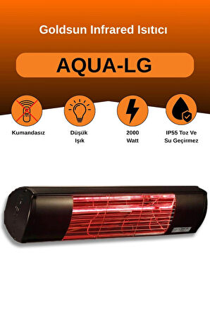 Goldsun Aqua 2000 Watt GSA20LG Düşük Işıklı Kumandasız Suya Dayanıklı Elektrikli İnfrared Isıtıcı-Siyah