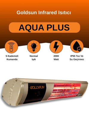 Goldsun Aqua Plus 2000 Watt Gsa20P Kumandalı Suya Dayanıklı Elektrikli İnfrared İsıtıcı-Bej