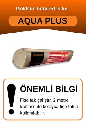 Goldsun Aqua Plus 2000 Watt Gsa20P Kumandalı Suya Dayanıklı Elektrikli İnfrared İsıtıcı-Bej