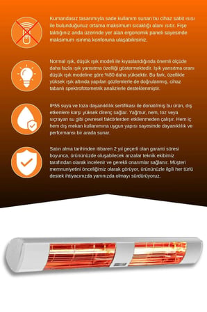 Goldsun Aqua 3000 Watt Gsa30 Kumandasız Suya Dayanıklı Elektrikli İnfrared İsıtıcı-Beyaz