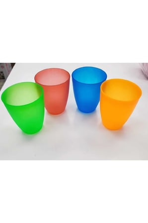 Limonata Bardağı, Pasta Tabağı 4 Lü Set Renkli Plastik 1 .ci Kalite Eğlenceli Sunum